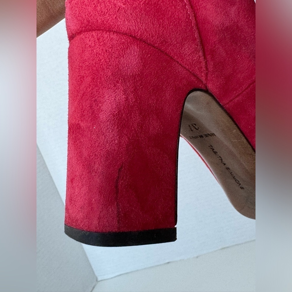 TABITHA SIMMONS Moda red suede 3 straps pumps heels size 37 - Picture 6 of 8